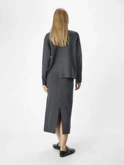 OBJECT Kjolar*STICKAD MAXIKJOL Dark Grey Melange
