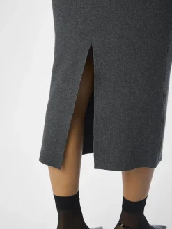 OBJECT Kjolar*STICKAD MAXIKJOL Dark Grey Melange