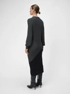 OBJECT Klänningar*STICKAD MIDIKLÄNNING Dark Grey Melange