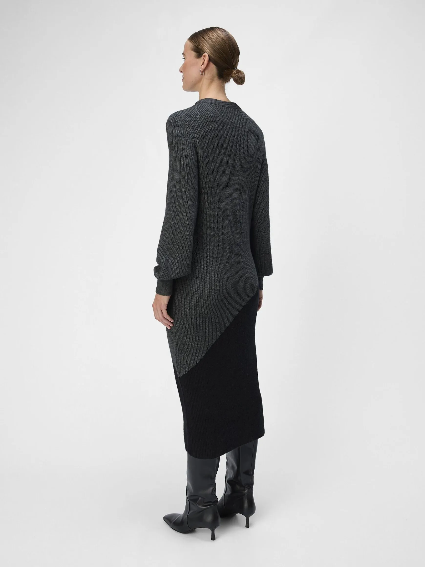 OBJECT Klänningar*STICKAD MIDIKLÄNNING Dark Grey Melange