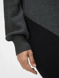 OBJECT Klänningar*STICKAD MIDIKLÄNNING Dark Grey Melange