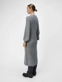 OBJECT Klänningar*STICKAD MIDIKLÄNNING Medium Grey Melange