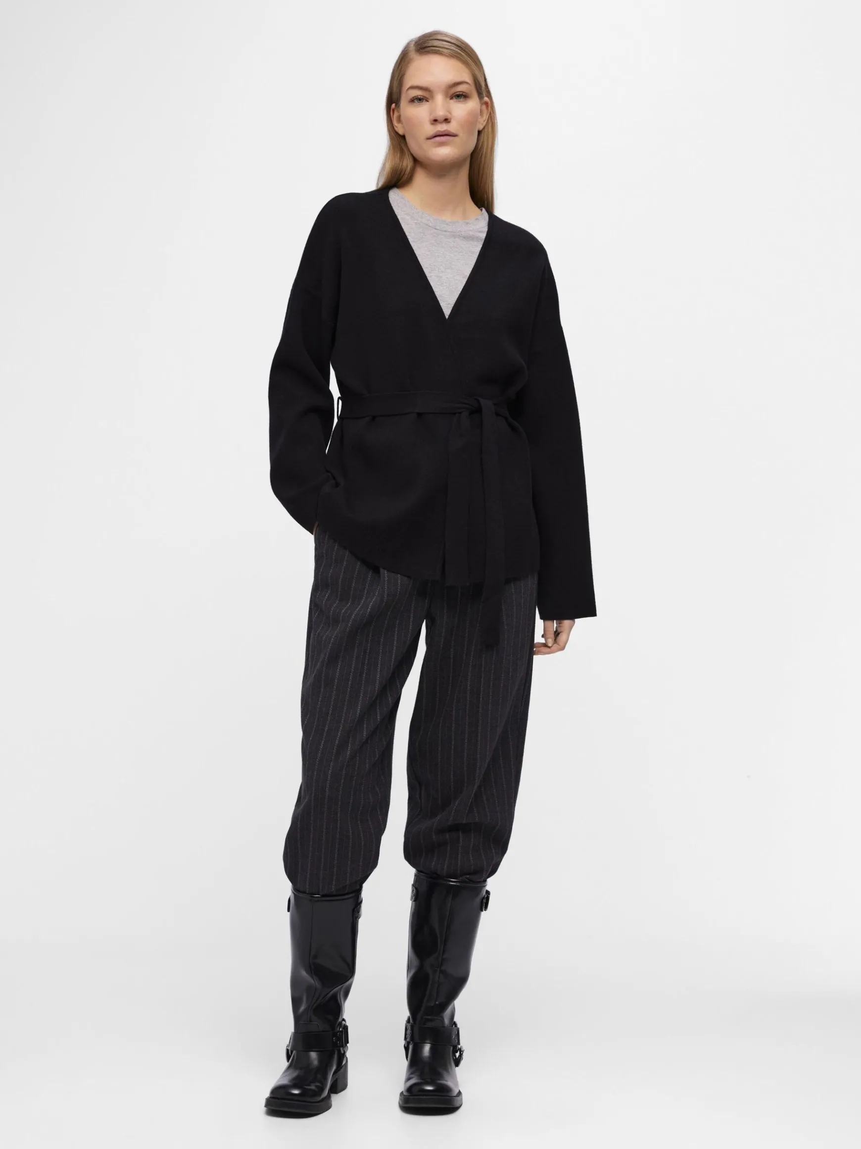 OBJECT Cardigans*STICKAD OMLOTTKOFTA Black