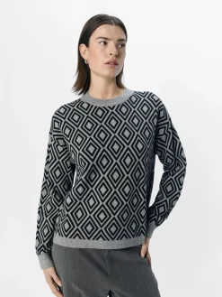 OBJECT Stickat*STICKAD TRÖJA Medium Grey Melange