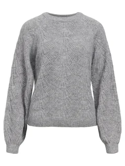 OBJECT Stickat*STICKAD TRÖJA Medium Grey Melange