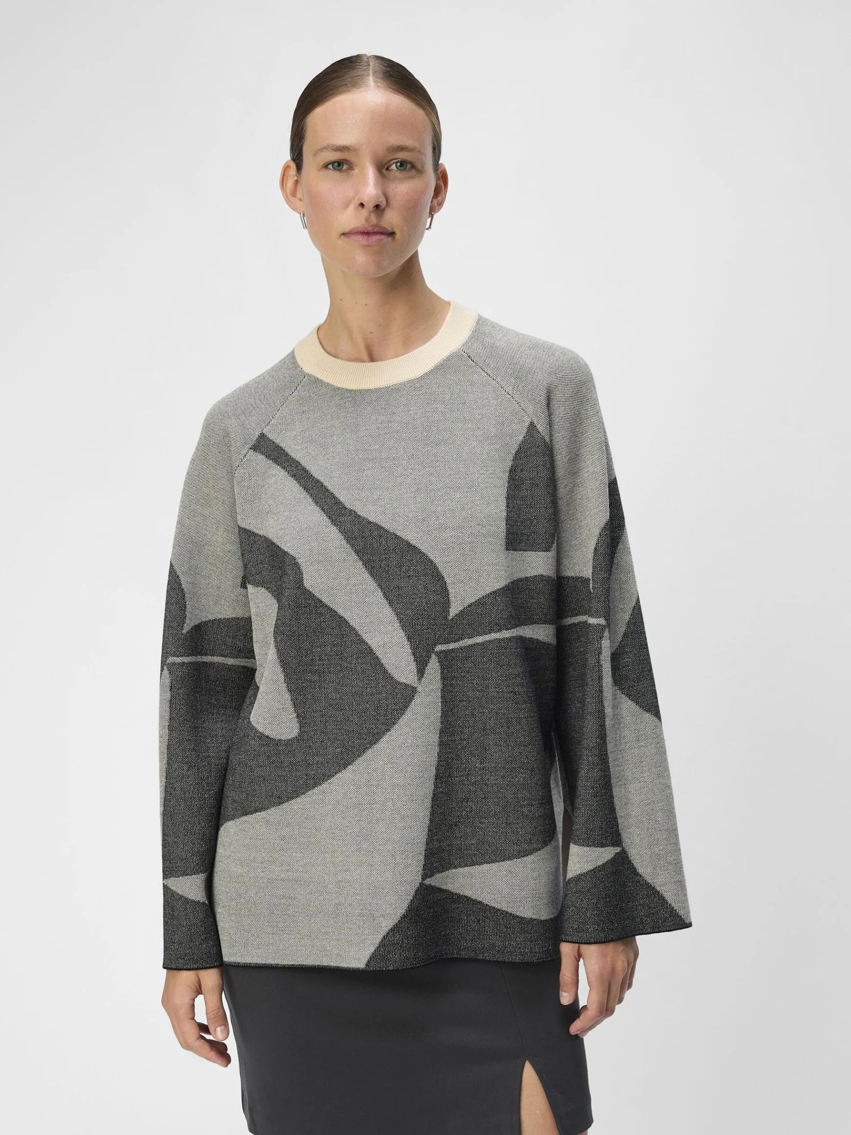 OBJECT Stickat*STICKAD TRÖJA Medium Grey Melange