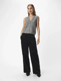 OBJECT Cardigans|Stickat*STICKAD VÄST Medium Grey Melange