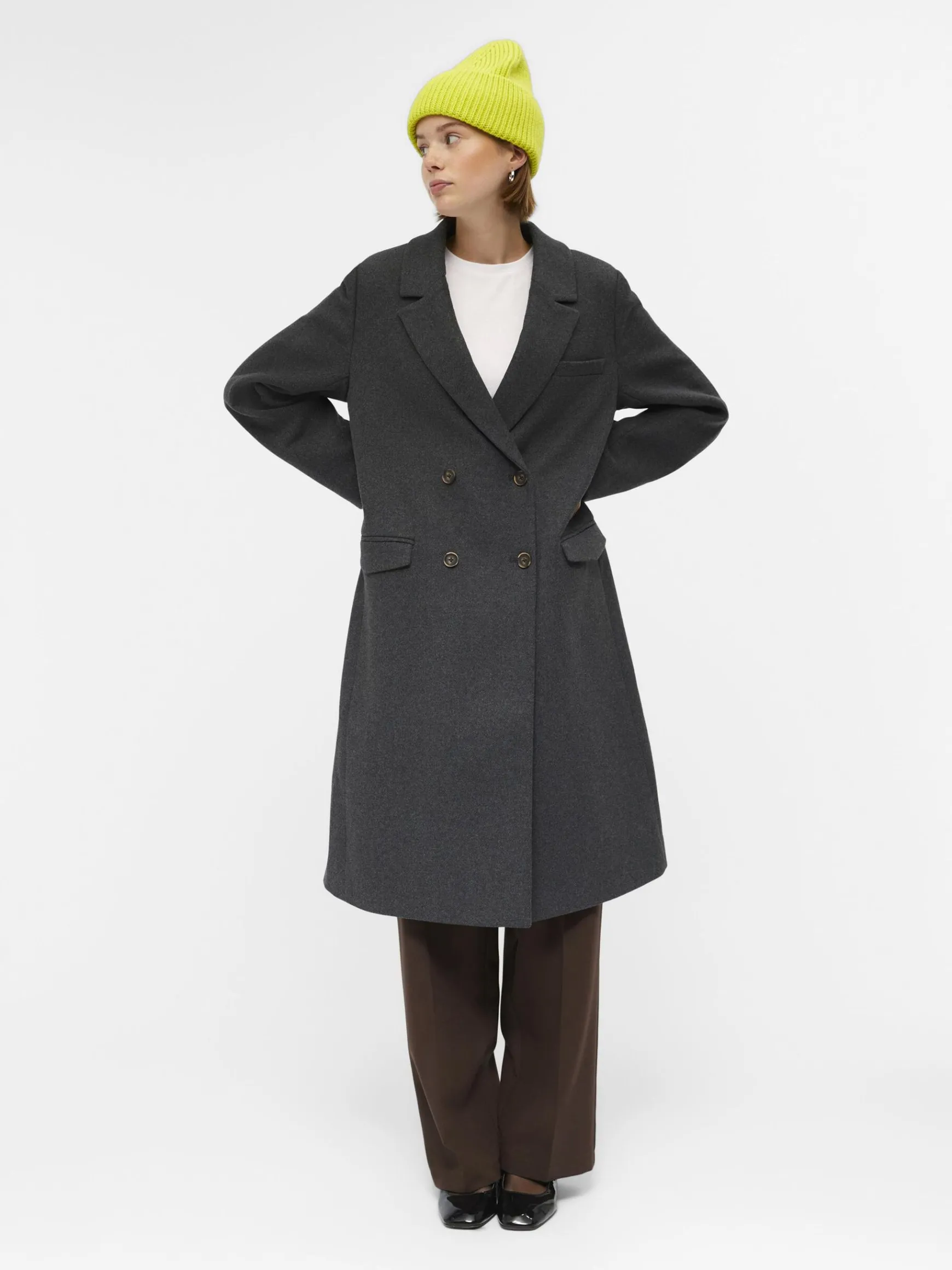 OBJECT Ytterkläder*ULLBLANDNING KAPPA Dark Grey Melange