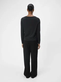 OBJECT Toppar*V-RINGNING LÅNGÄRMAD TOPP Black
