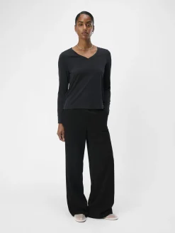OBJECT Toppar*V-RINGNING LÅNGÄRMAD TOPP Black