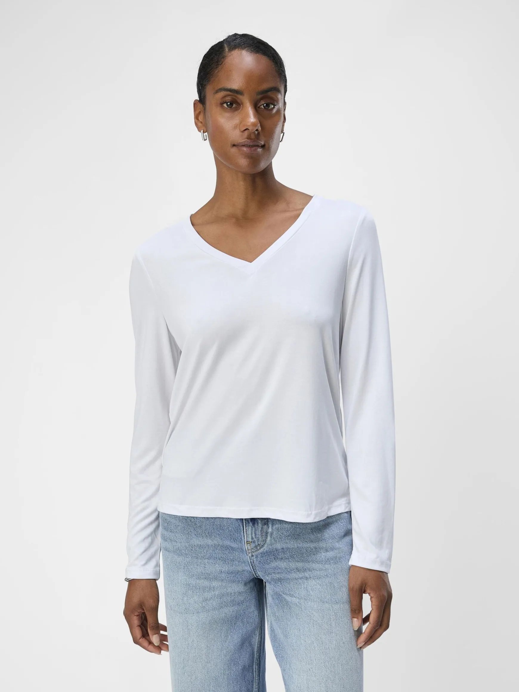 OBJECT Toppar*V-RINGNING LÅNGÄRMAD TOPP White