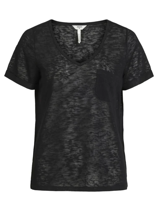 OBJECT Basic|Toppar*V-RINGNING T-SHIRT Black