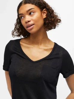 OBJECT Basic|Toppar*V-RINGNING T-SHIRT Black