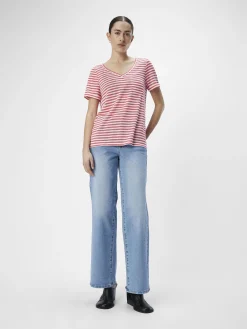 OBJECT Toppar*V-RINGNING T-SHIRT Paradise Pink