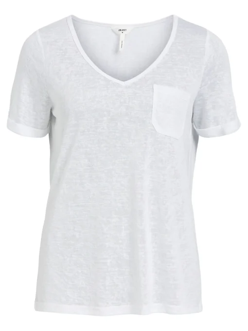 OBJECT Basic|Toppar*V-RINGNING T-SHIRT White