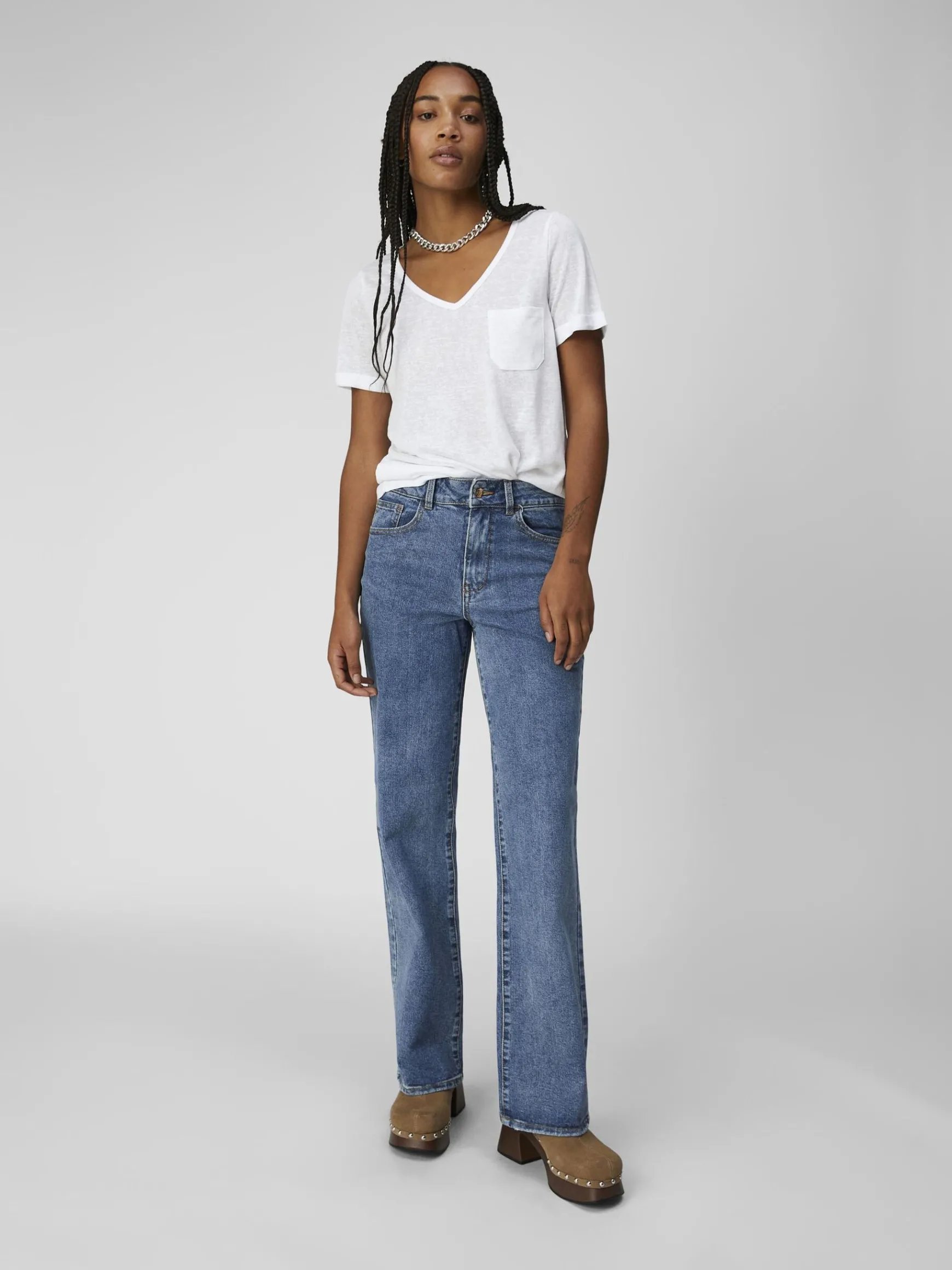 OBJECT Basic|Toppar*V-RINGNING T-SHIRT White